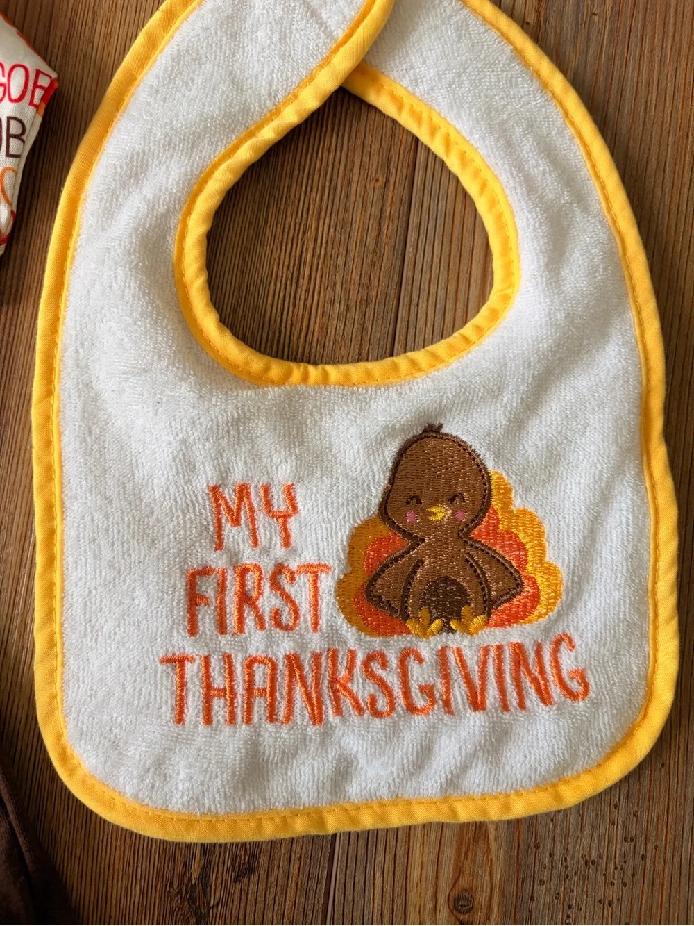12 Months Thanksgiving Outfits Bib Hat Bodysuit Turkey Theme